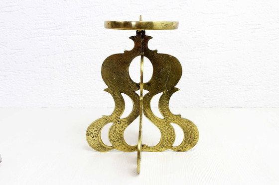 Image 1 of Chandelier italien en bronze de style brutaliste par Guiseppe Gallo 1960