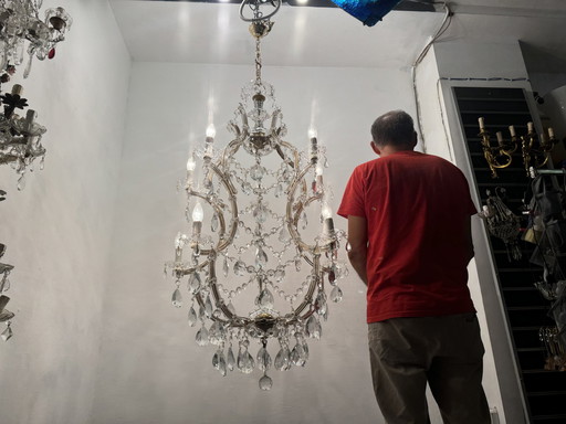 2x Restored Large Crystal Chandeliers