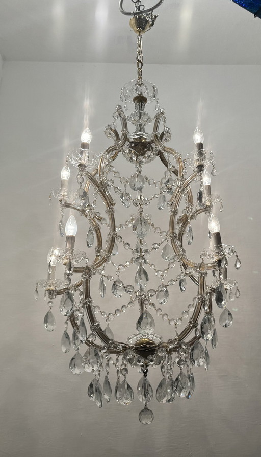 2x Restored Large Crystal Chandeliers