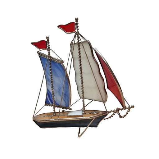 Vintage Stained Glass Sailboat