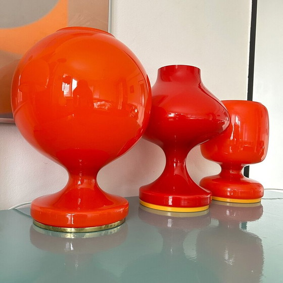 Image 1 of Vintage opaline glass desk lamp for Osvetlovaci Sklo, Czechoslovakia