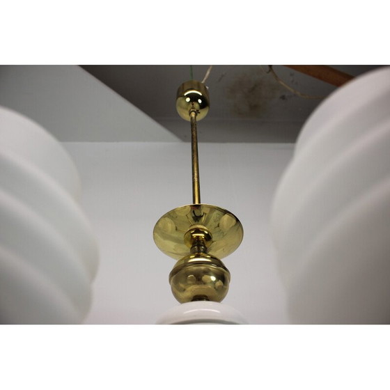 Image 1 of Vintage golden brass and metal chandelier by Kamenicky Senov, Czechoslovakia 1970