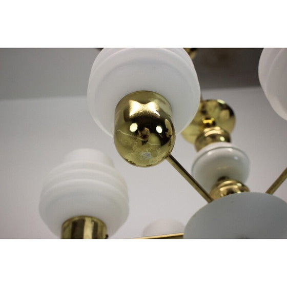 Image 1 of Vintage golden brass and metal chandelier by Kamenicky Senov, Czechoslovakia 1970