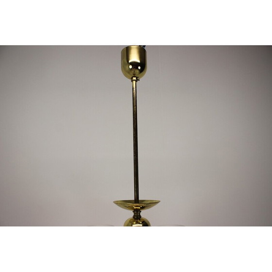 Image 1 of Vintage golden brass and metal chandelier by Kamenicky Senov, Czechoslovakia 1970