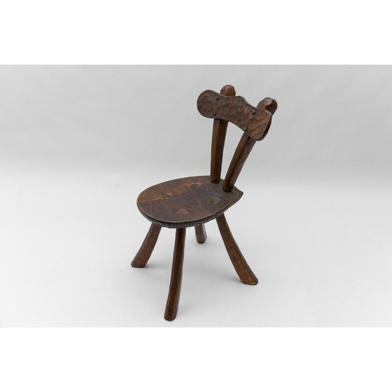 Image 1 of Vintage rustic provincial carved chair, France 1960