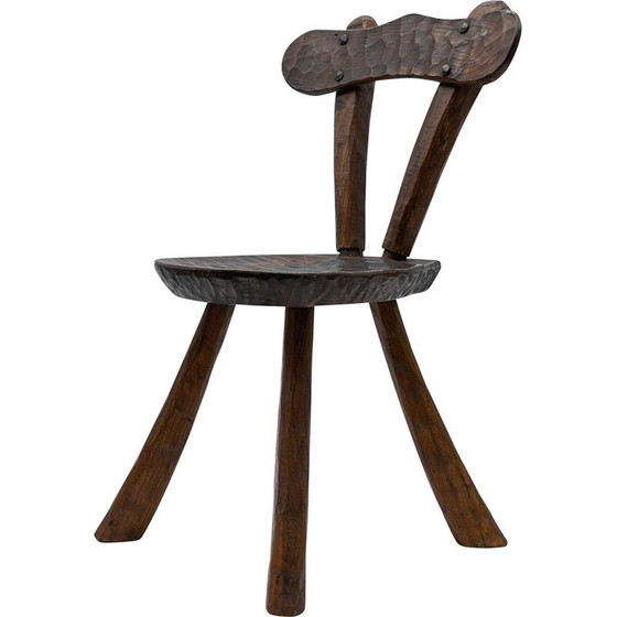 Image 1 of Vintage rustic provincial carved chair, France 1960