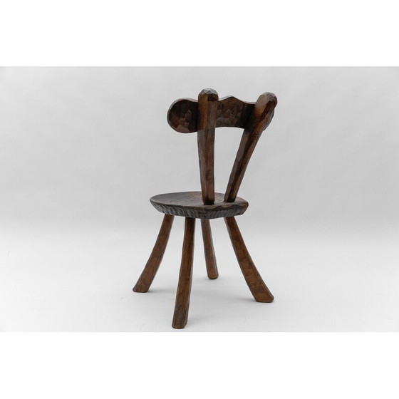 Image 1 of Vintage rustic provincial carved chair, France 1960