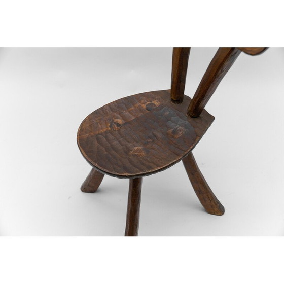 Image 1 of Vintage rustic provincial carved chair, France 1960