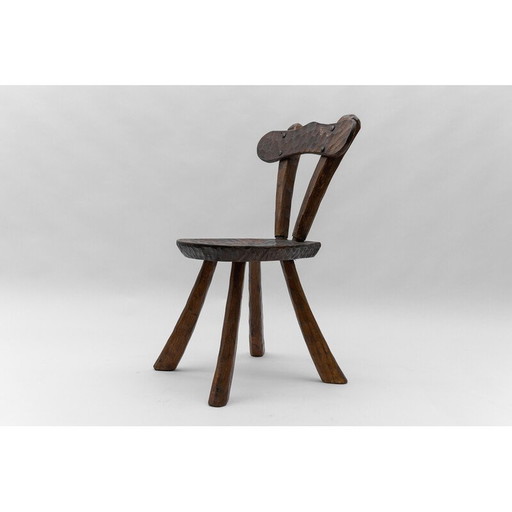 Vintage rustic provincial carved chair, France 1960