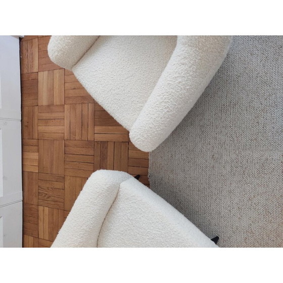 Image 1 of Pair of vintage black wooden armchairs, France 1950