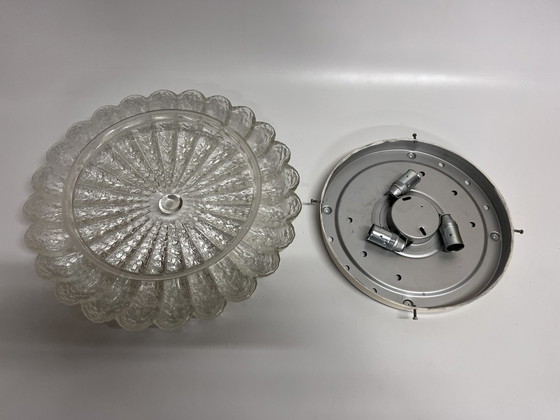 Image 1 of Xxl Clear Glass Mid - Century Ceiling Light 'Flower' Ø 41 Cm