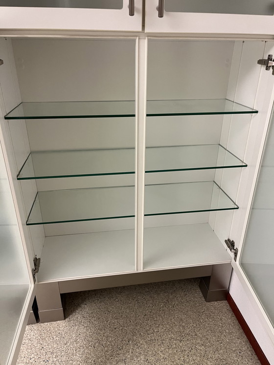 Image 1 of 2x Frosted Glass Display Case Or Serving Cabinet