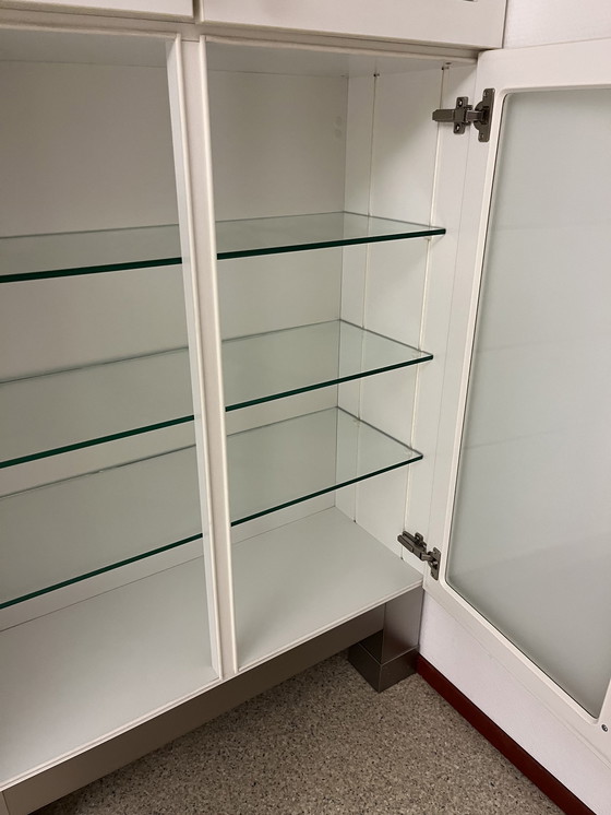 Image 1 of 2x Frosted Glass Display Case Or Serving Cabinet