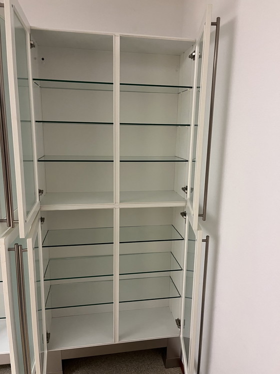 Image 1 of 2x Frosted Glass Display Case Or Serving Cabinet