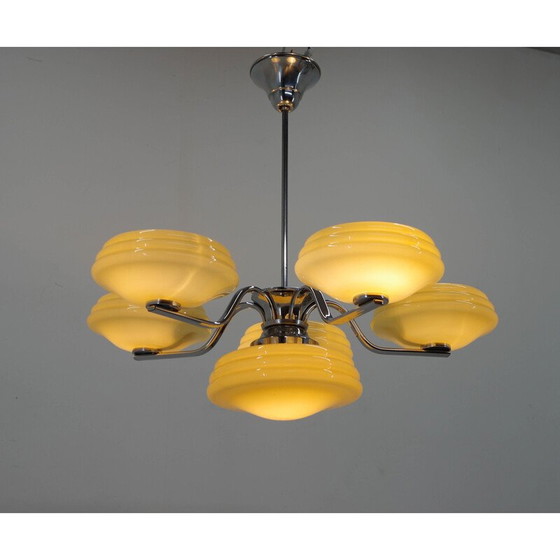 Image 1 of Vintage Art Deco chandelier, Czechoslovakia 1940