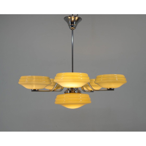 Image 1 of Vintage Art Deco chandelier, Czechoslovakia 1940