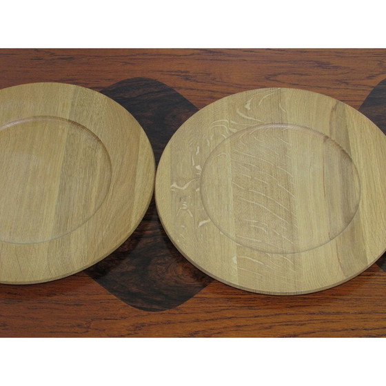 Image 1 of Set of 5 vintage solid oakwood plates by Ddmm, Denmark 1960