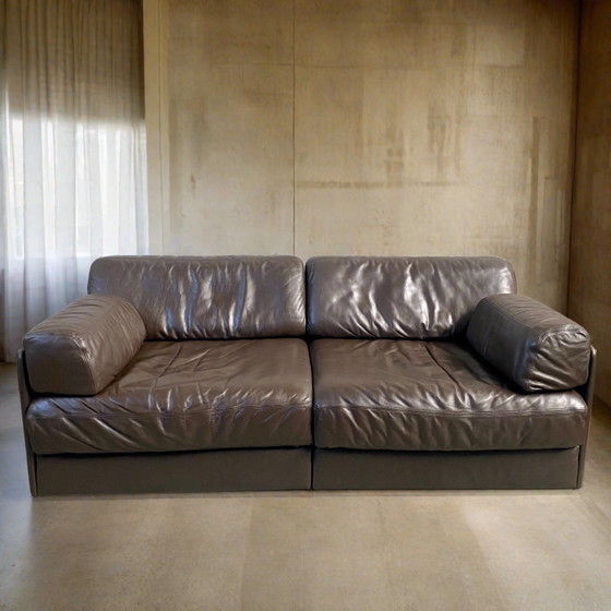 Image 1 of De Sede Ds-76 Brown Leather Design 2-Seater Sofa