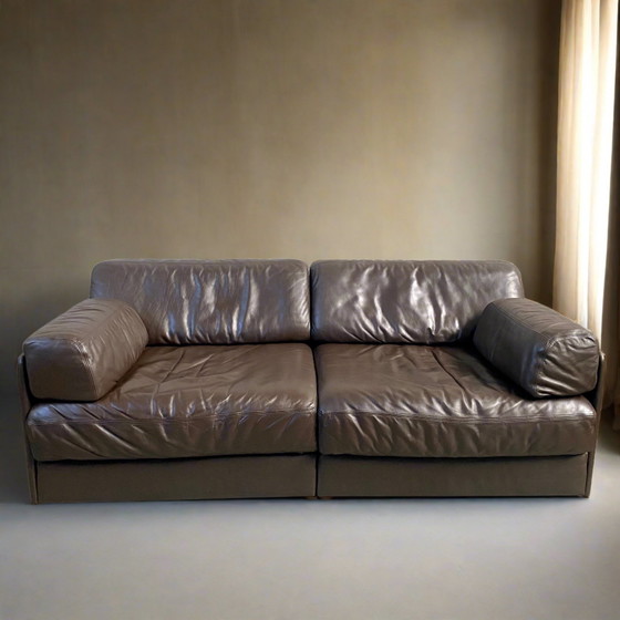 Image 1 of De Sede Ds-76 Brown Leather Design 2-Seater Sofa