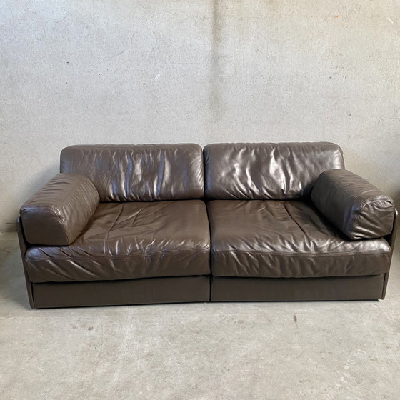 Image 1 of De Sede Ds-76 Brown Leather Design 2-Seater Sofa