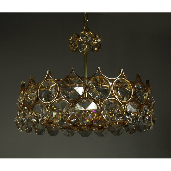 Image 1 of Vintage chandelier with a 24-carat gold-plated gilded brass frame by Palme et Walter for Palwa, Germany 1970