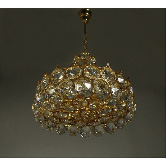 Image 1 of Vintage chandelier with a 24-carat gold-plated gilded brass frame by Palme et Walter for Palwa, Germany 1970