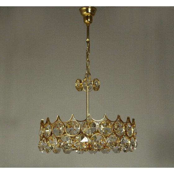 Image 1 of Vintage chandelier with a 24-carat gold-plated gilded brass frame by Palme et Walter for Palwa, Germany 1970