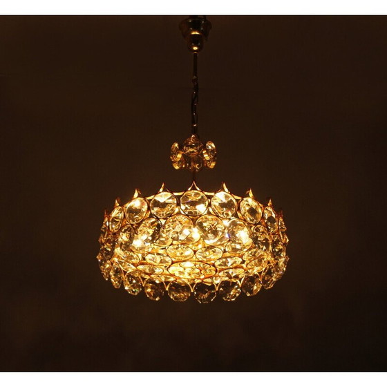 Image 1 of Vintage chandelier with a 24-carat gold-plated gilded brass frame by Palme et Walter for Palwa, Germany 1970