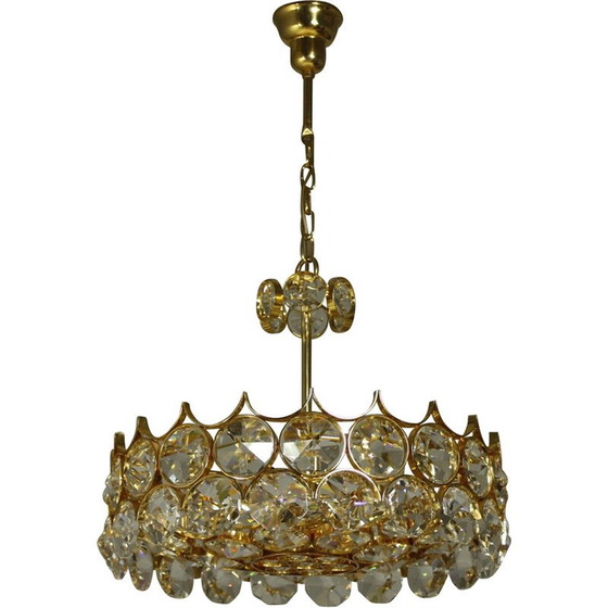 Image 1 of Vintage chandelier with a 24-carat gold-plated gilded brass frame by Palme et Walter for Palwa, Germany 1970