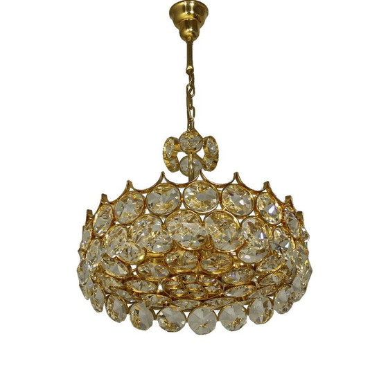 Image 1 of Vintage chandelier with a 24-carat gold-plated gilded brass frame by Palme et Walter for Palwa, Germany 1970
