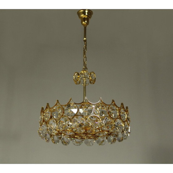 Image 1 of Vintage chandelier with a 24-carat gold-plated gilded brass frame by Palme et Walter for Palwa, Germany 1970