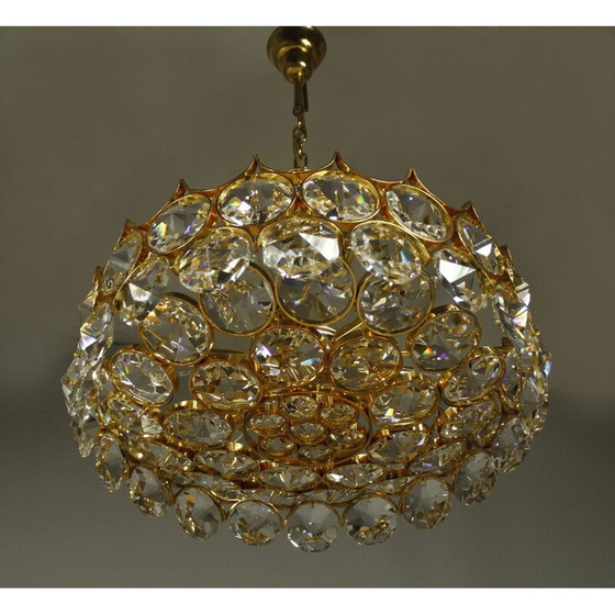 Image 1 of Vintage chandelier with a 24-carat gold-plated gilded brass frame by Palme et Walter for Palwa, Germany 1970