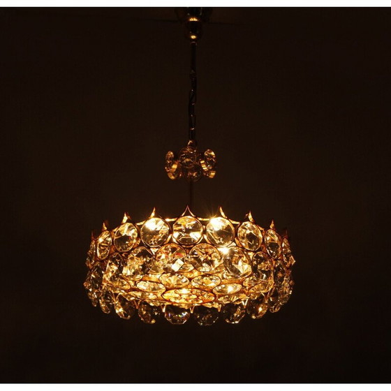 Image 1 of Vintage chandelier with a 24-carat gold-plated gilded brass frame by Palme et Walter for Palwa, Germany 1970