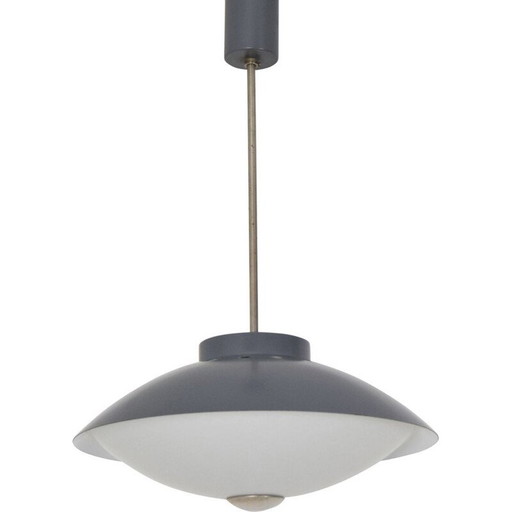 Vintage glass and metal pendant lamp UFO by Napako, Czechoslovakia 1970