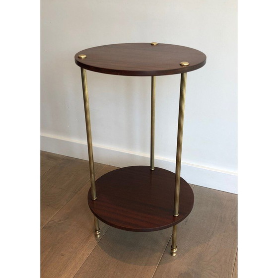 Image 1 of Vintage tripod pedestal table in brass and mahogany for La Maison Jansen, France 1940