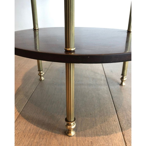 Image 1 of Vintage tripod pedestal table in brass and mahogany for La Maison Jansen, France 1940