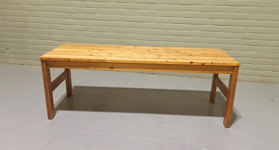 Image 1 of Mid century wooden slatted bench