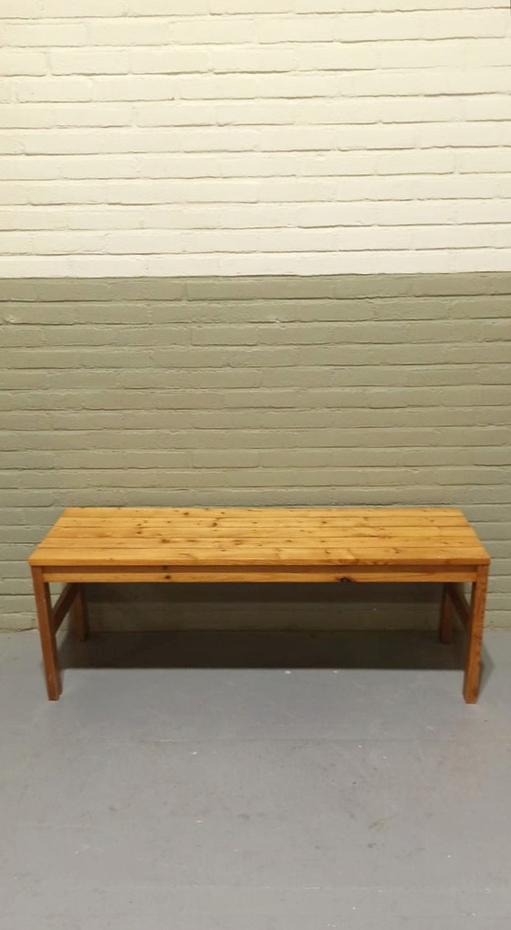 Image 1 of Mid century wooden slatted bench