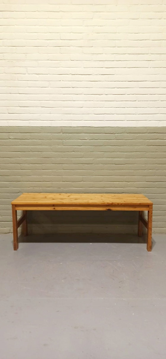 Image 1 of Mid century wooden slatted bench