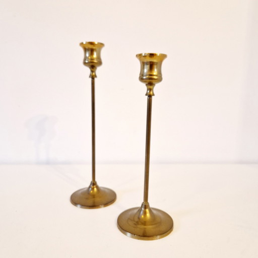 1970s Set of Brass Candlesticks