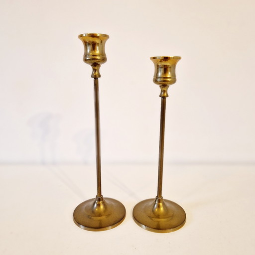 1970s Set of Brass Candlesticks