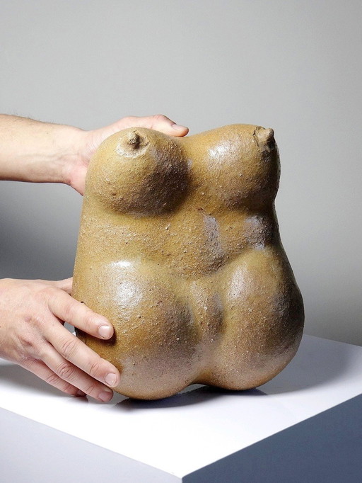 Large Sculptural Stoneware Venus, Female Bust, Vintage Signed, Vintage 90