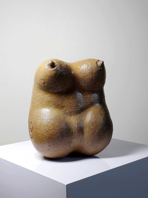 Large Sculptural Stoneware Venus, Female Bust, Vintage Signed, Vintage 90