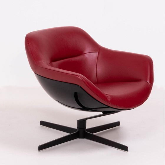 Image 1 of Sedia girevole vintage in pelle rossa Auckland di Jean-Marie Massaud per Cassina 2005