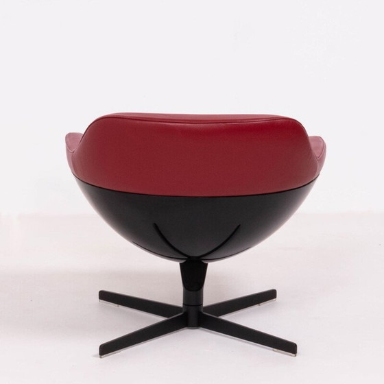 Image 1 of Sedia girevole vintage in pelle rossa Auckland di Jean-Marie Massaud per Cassina 2005