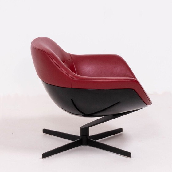 Image 1 of Sedia girevole vintage in pelle rossa Auckland di Jean-Marie Massaud per Cassina 2005