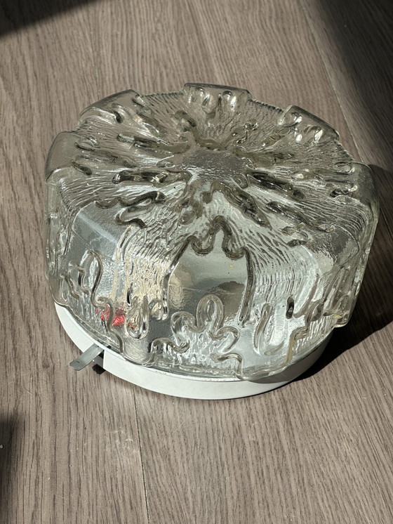 Image 1 of Plafonnier vintage Mid Century plafonnier transparent 1950s