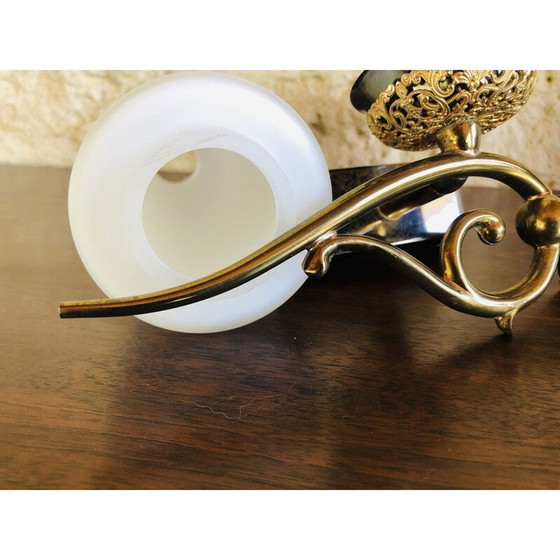 Image 1 of Coppia di applique vintage in opalino e ottone, 1950