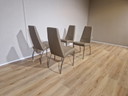 4x Design Dining Chairs Taupe Leather