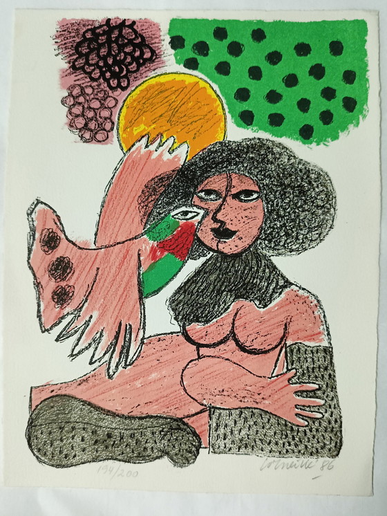 Image 1 of Corneille 1986 - Nude With Bird And Sun